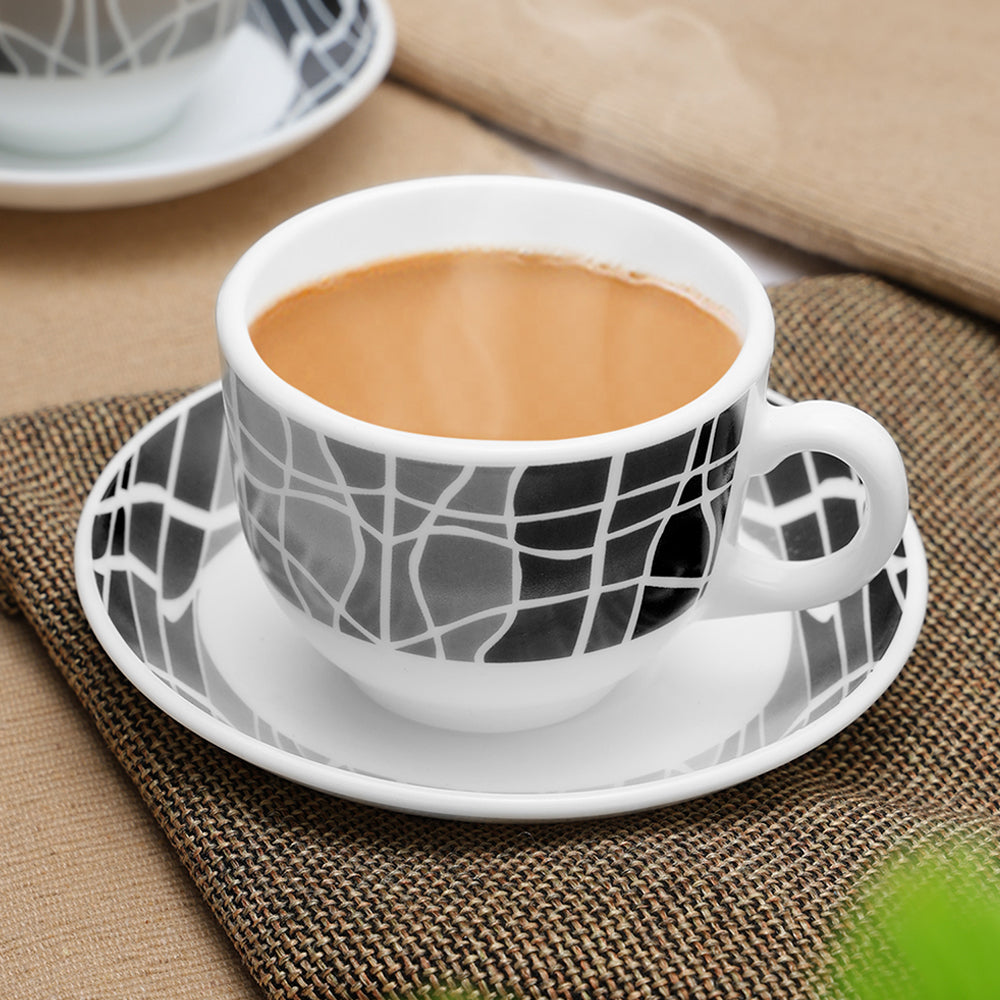 Larah by Borosil Sitara Cup n Saucers Set 220 ml x 12