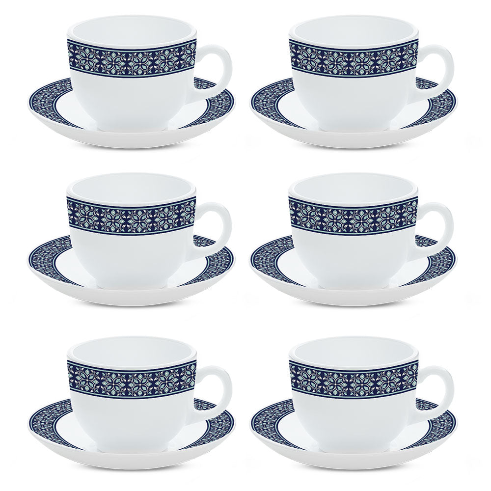 Larah By Borosil Taj Cup n Saucer Set 220 ml x 12