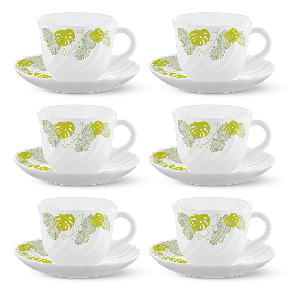 Larah By Borosil Tropical Cup n Saucer Set 220 ml x 12