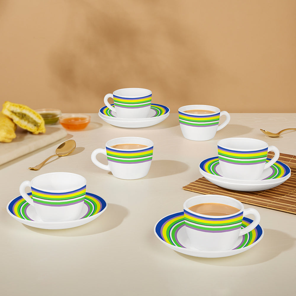 Larah by Borosil Vienna Cup n Saucers Set, 220ml x 12