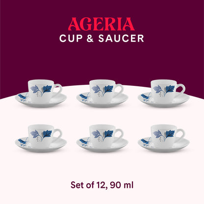 Larah by Borosil Ageria Cup n Saucer Set 90 ml x 12
