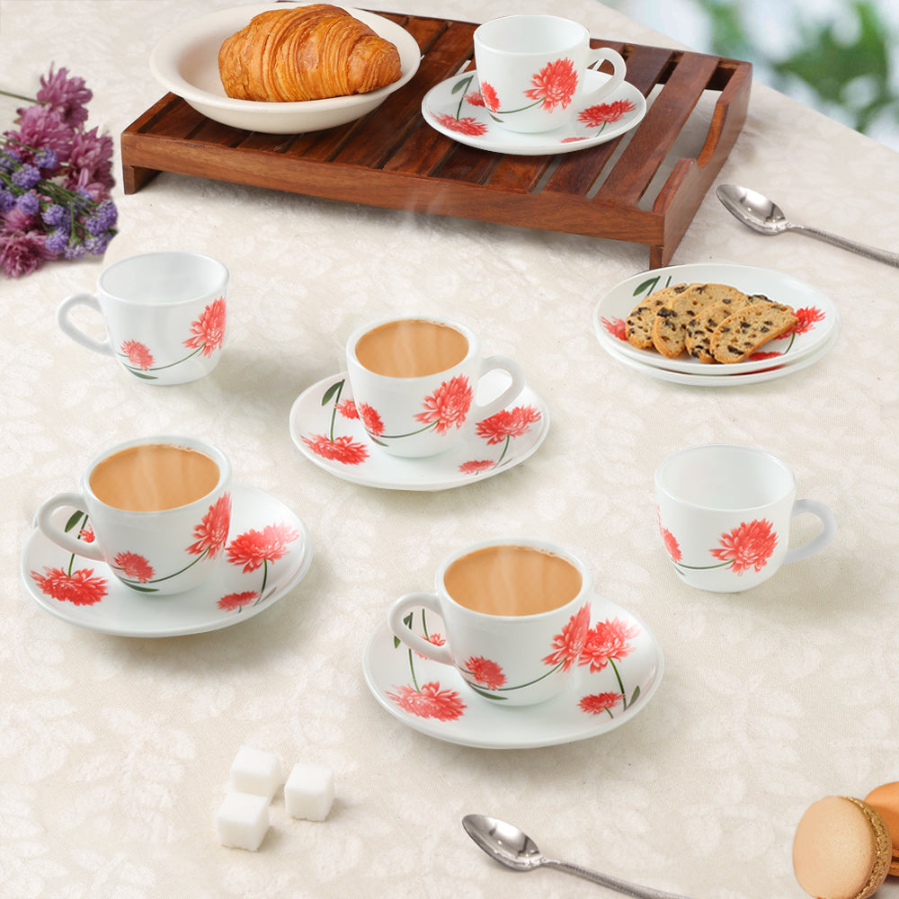 Larah by Borosil Belle Cup n Saucer Set, 90ml x 12