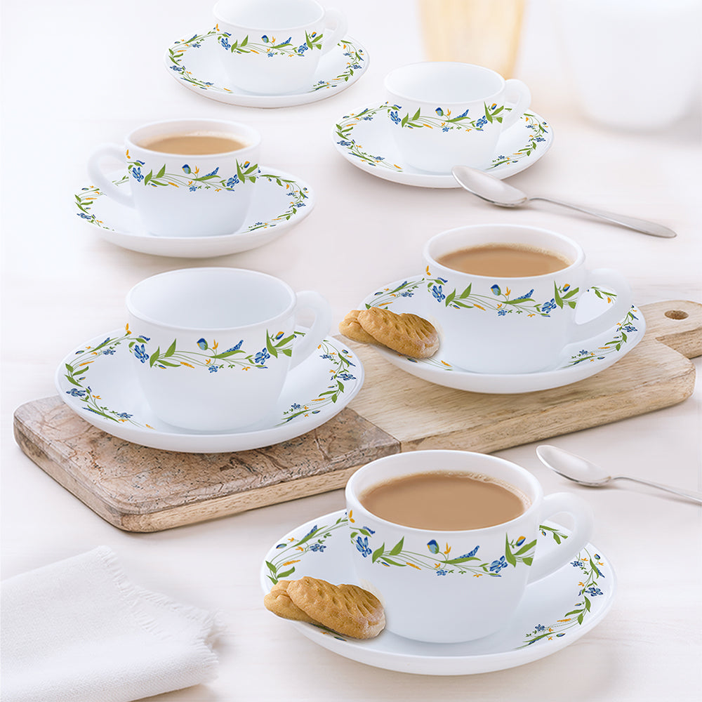 Larah by Borosil Cripper Cup n Saucer Set, 90ml x 12