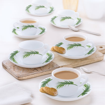 Larah by Borosil Crescent Cup n Saucer Set 90 ml x 12