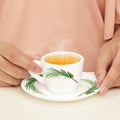 Larah by Borosil Crescent Cup n Saucer Set 90 ml x 12