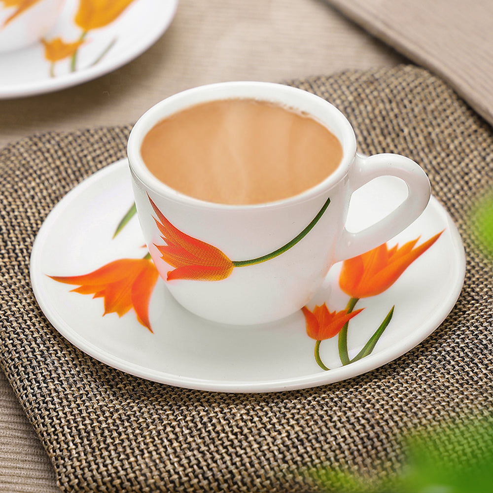 Larah by Borosil Firefly Cup n Saucer Set 90 ml x 12