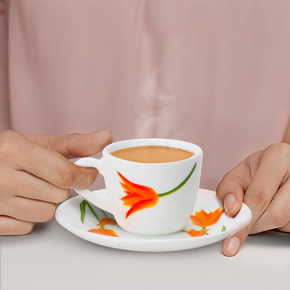 Larah by Borosil Firefly Cup n Saucer Set 90 ml x 12