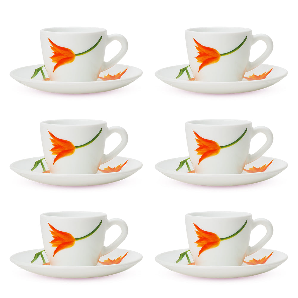 Larah by Borosil Firefly Cup n Saucer Set 90 ml x 12