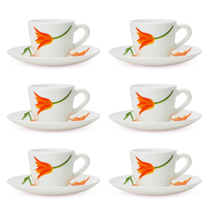 Larah by Borosil Firefly Cup n Saucer Set 90 ml x 12