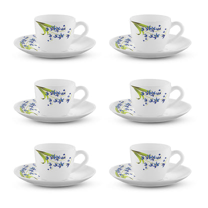 Larah by Borosil Lavender Cup n Saucer Set 90 ml x 12