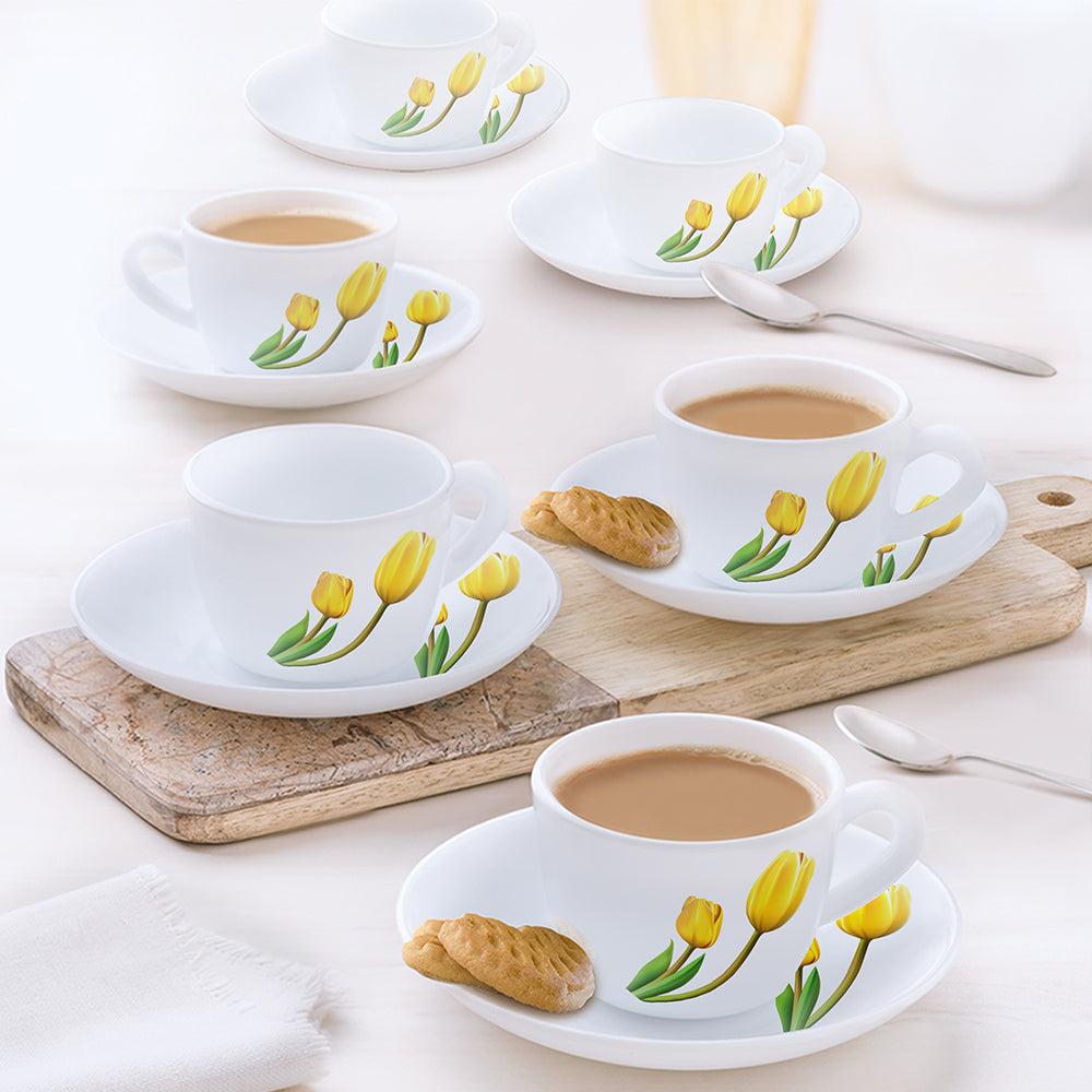 Larah by Borosil Lyana Cup n Saucer Set, 90ml x 12