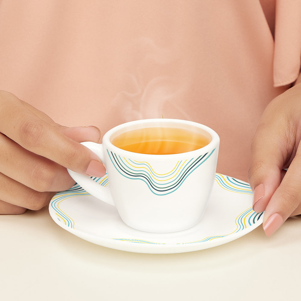 Larah by Borosil Mia Cup n Saucers Set 90 ml x 12