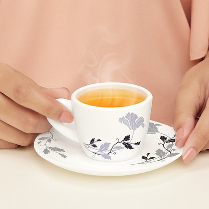 Larah by Borosil Millenia Cup n Saucer Set 90 ml x 12