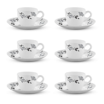 Larah by Borosil Millenia Cup n Saucer Set 90 ml x 12