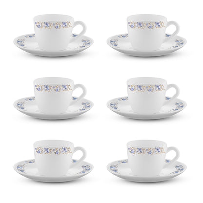 Larah by Borosil Mist Cup n Saucer Set 90 ml x 12