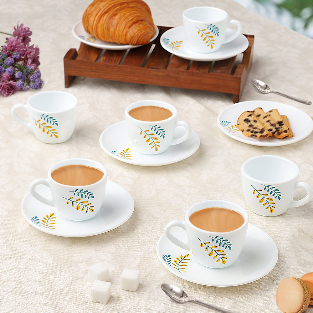 Larah by Borosil Niva Cup n Saucer Set, 90ml x 12