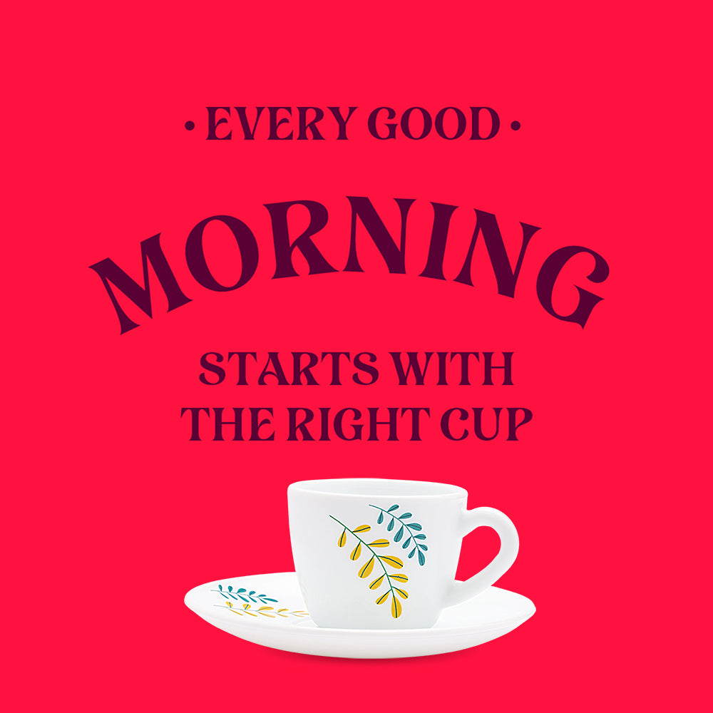 Larah by Borosil Niva Cup n Saucer Set 90 ml x 12