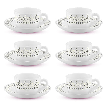 Larah by Borosil Ora Gold Cup n Saucer Set 90 ml x 12