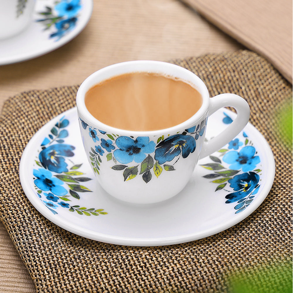 Larah by Borosil Pansy Cup n Saucer Set 90 ml x 12
