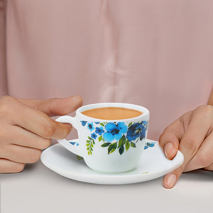 Larah by Borosil Pansy Cup n Saucer Set 90 ml x 12