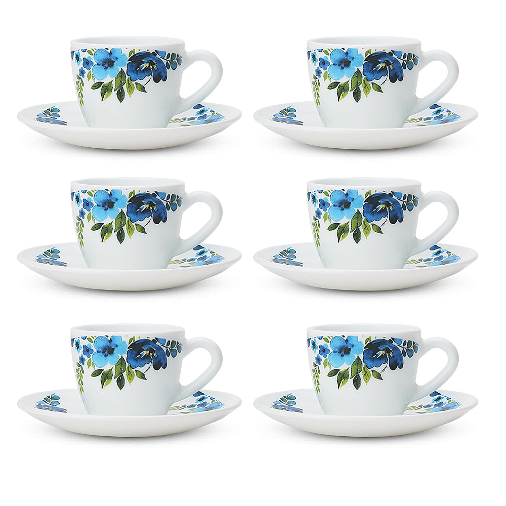 Larah by Borosil Pansy Cup n Saucer Set 90 ml x 12
