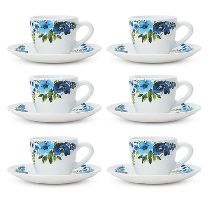 Larah by Borosil Pansy Cup n Saucer Set 90 ml x 12
