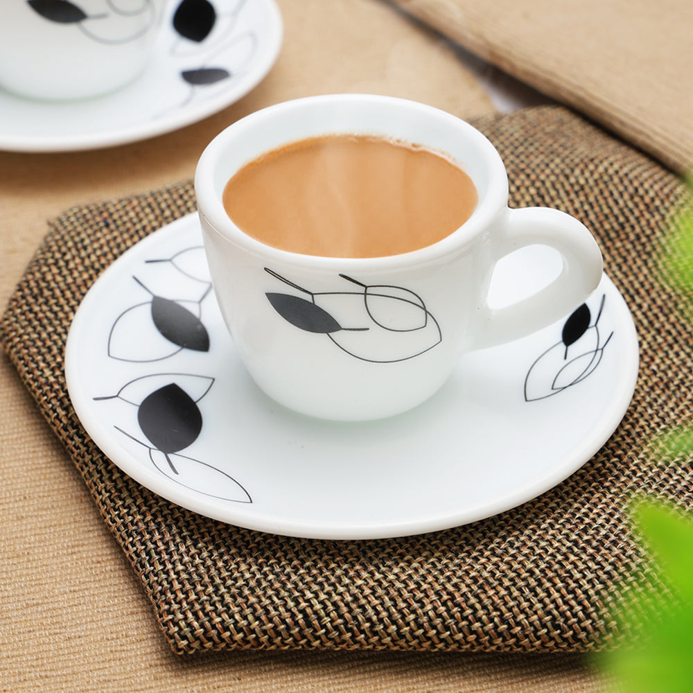Larah by Borosil Shadow Cup n Saucer Set 90 ml x 12