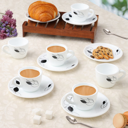Larah by Borosil Shadow Cup n Saucer Set 90 ml x 12