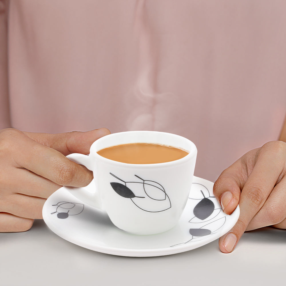 Larah by Borosil Shadow Cup n Saucer Set 90 ml x 12