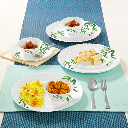 Larah by Borosil Bamboo Leaves Dinner Set 12 pc Set: Serves 4