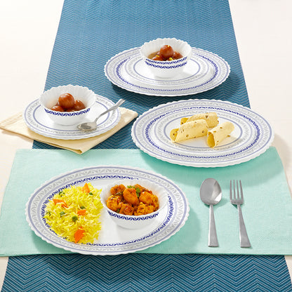 Larah by Borosil Jazzblue Dinner Set 12 pc Set: Serves 4