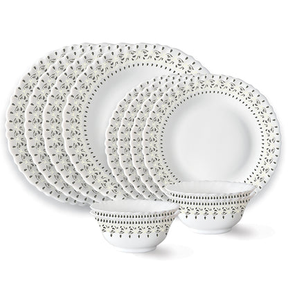 Larah by Borosil Ora Gold Dinner Set 12 pc Set: Serves 4