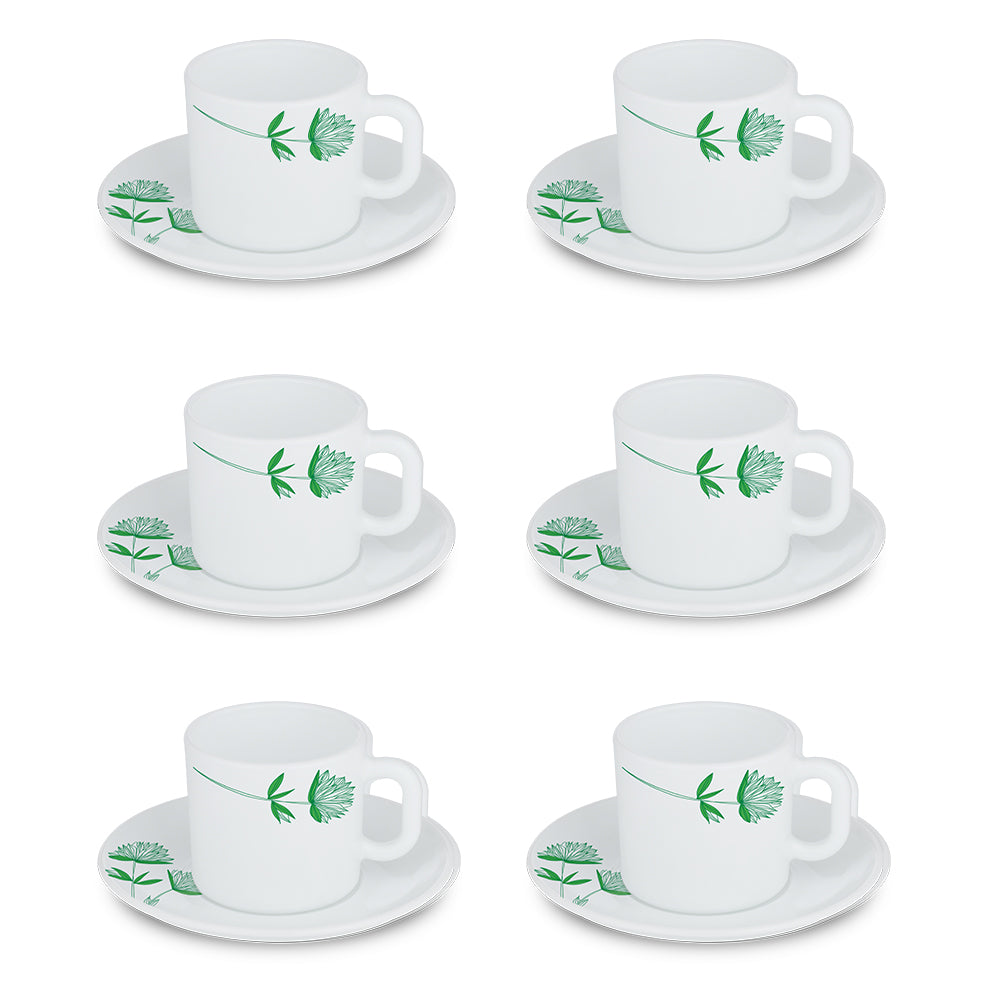 Larah By Borosil Green Lily Mug n Saucer Set