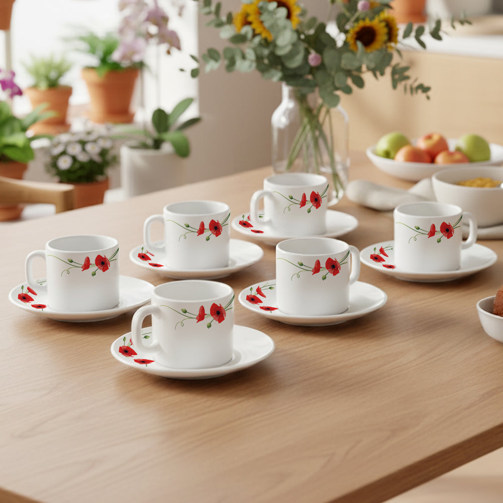 Larah Red Carnation Mug n Saucer Set