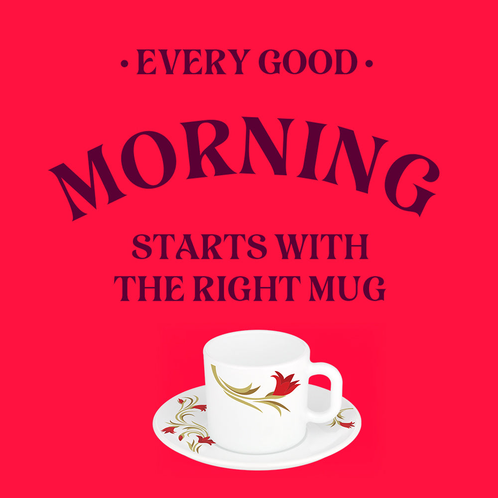 Larah By Borosil Red Lily Mug n Saucer Set