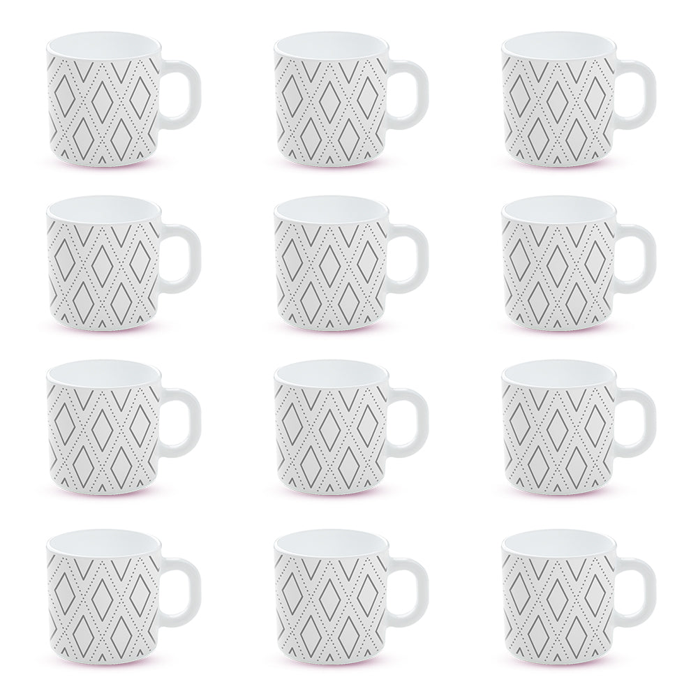 Larah by Borosil Angel Grey Mug Set 180 ml x 12