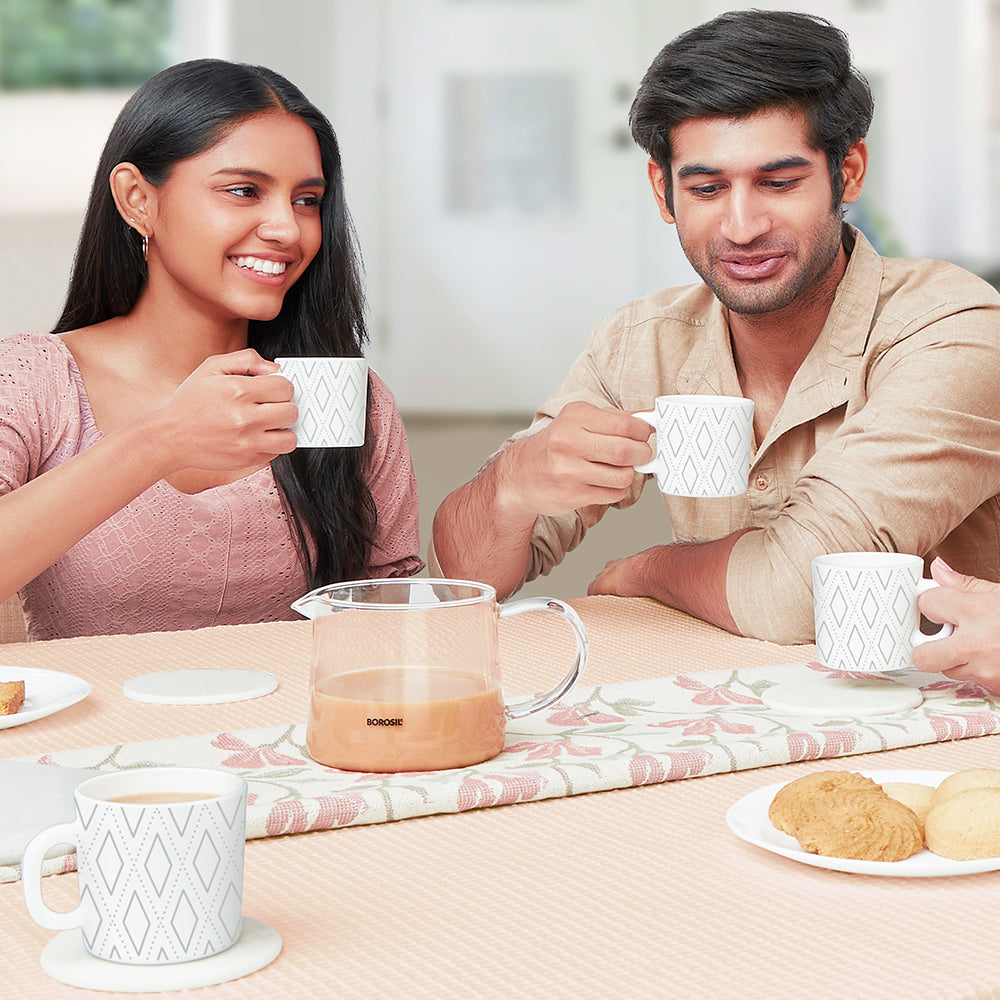 Larah by Borosil Angel Grey Mug Set 180 ml x 12