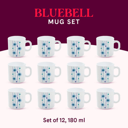 Larah by Borosil Bluebell Mug Set 180 ml x 12