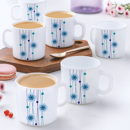 Larah by Borosil Bluebell Mug Set 180 ml x 12