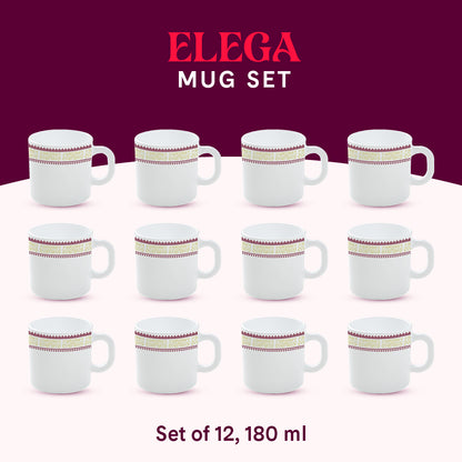 Larah by Borosil Elega Mug Set 180 ml x 12