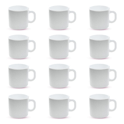 Larah by Borosil Grey Pixel Mug Set 180 ml x 12