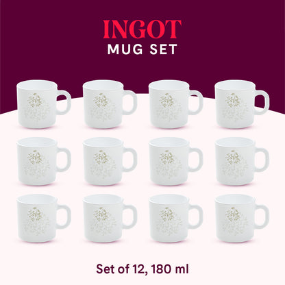 Larah by Borosil Ingot Mug Set 180 ml x 12