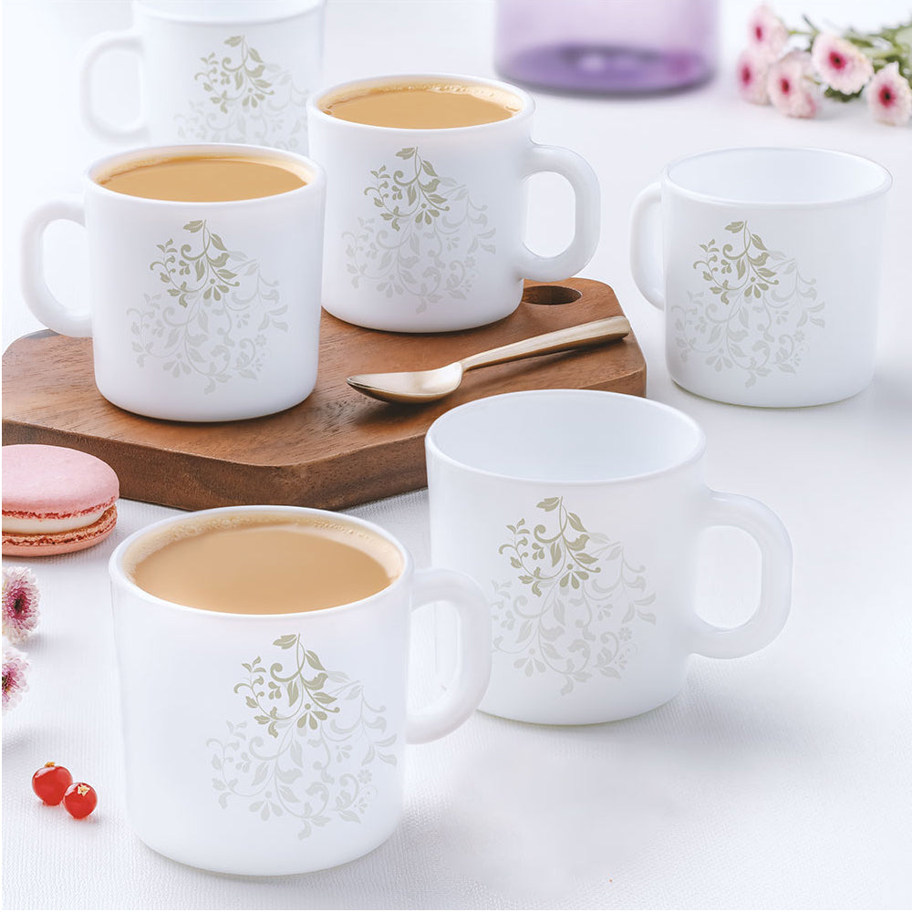 Larah by Borosil Ingot Mug Set, 180ml x 12