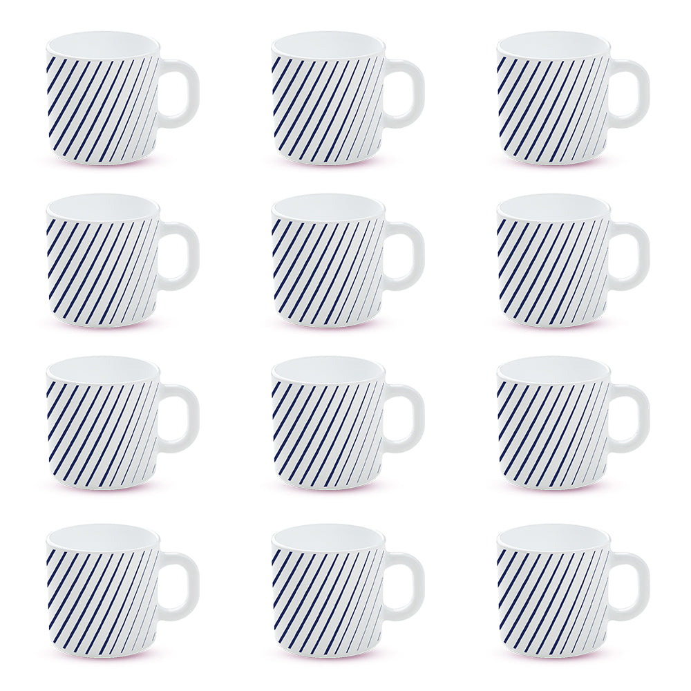 Larah by Borosil Indigo Ray Mug Set 180 ml x 12