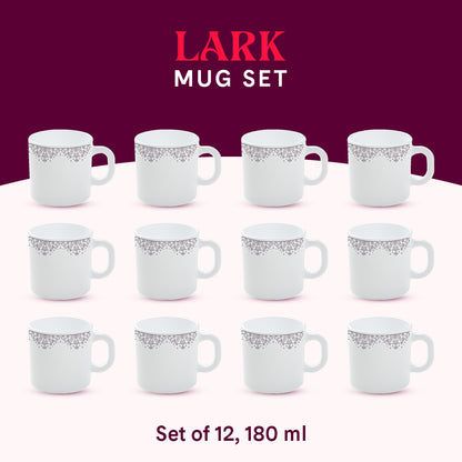 Larah by Borosil Lark Mug Set 180 ml x 12