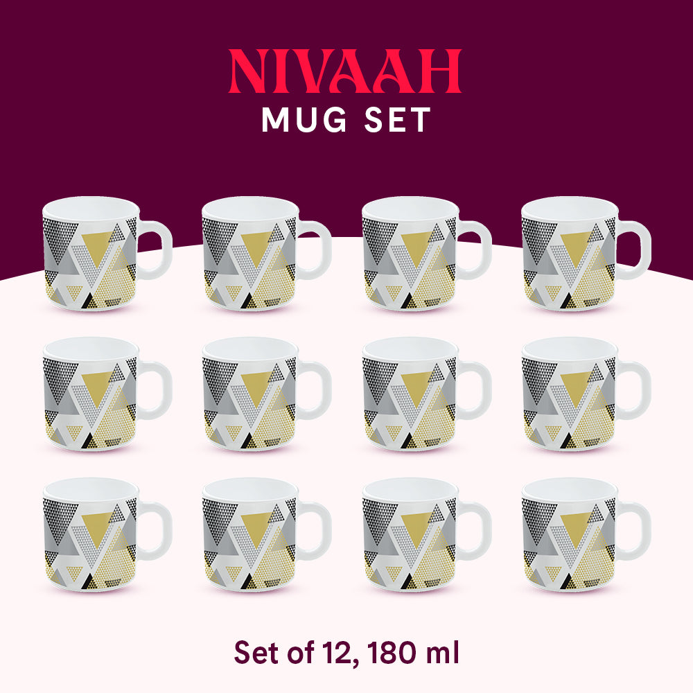 Larah by Borosil Nivaah Mug Set 180 ml x 12