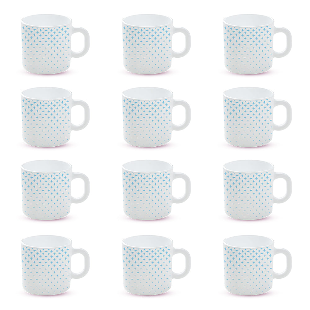 Larah by Borosil Nora Sky Mug Set 180 ml x 12