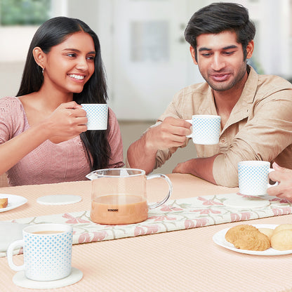 Larah by Borosil Nora Sky Mug Set 180 ml x 12