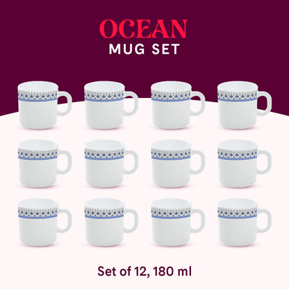 Larah by Borosil Ocean Mug Set 180 ml x 12
