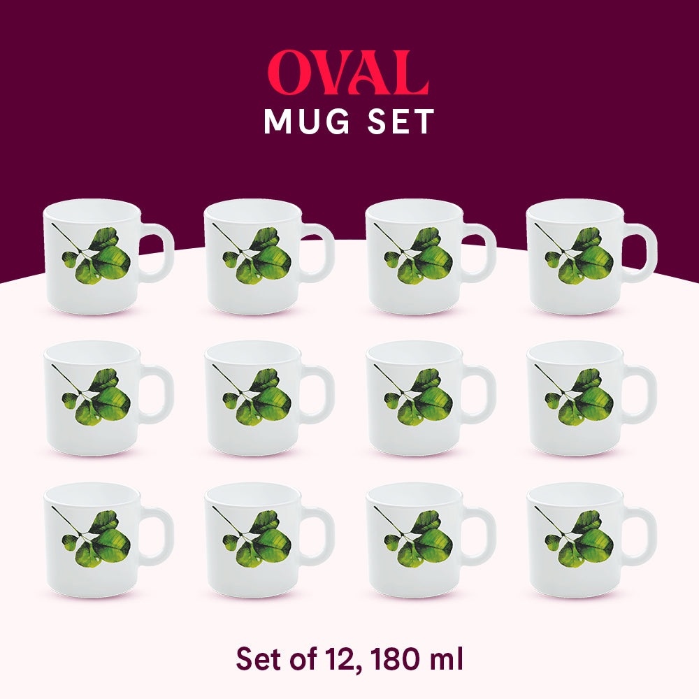 Larah by Borosil Oval Mug Set 180 ml x 12